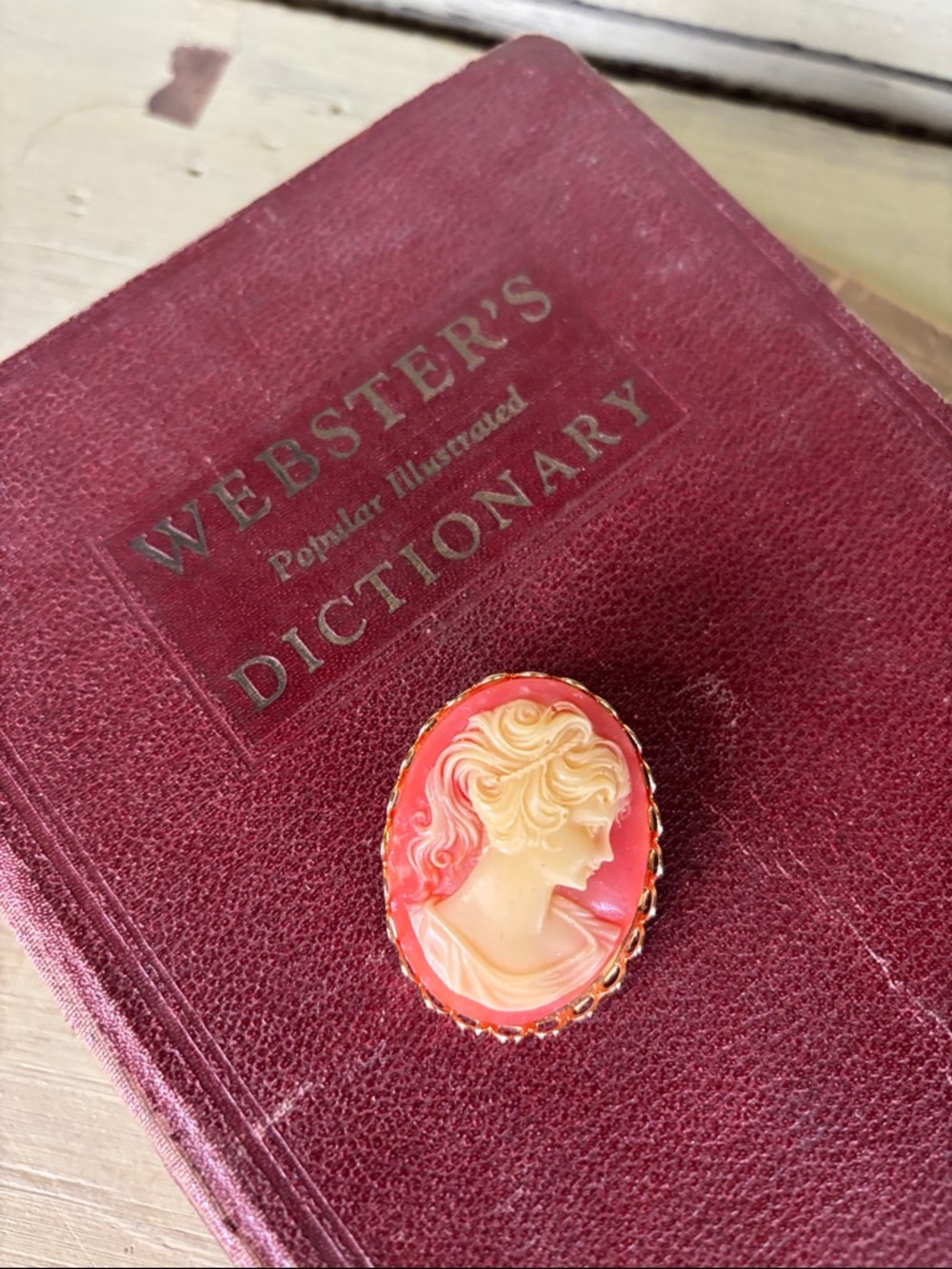 Vintage gold tone cameo pin